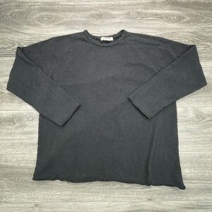 J Crew Sweater Mens XL Charcoal Raw Hem Crewneck Raglan Pullover Made In Canada